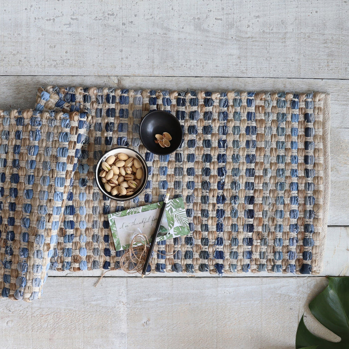 Walker Natural Table Runner Denim