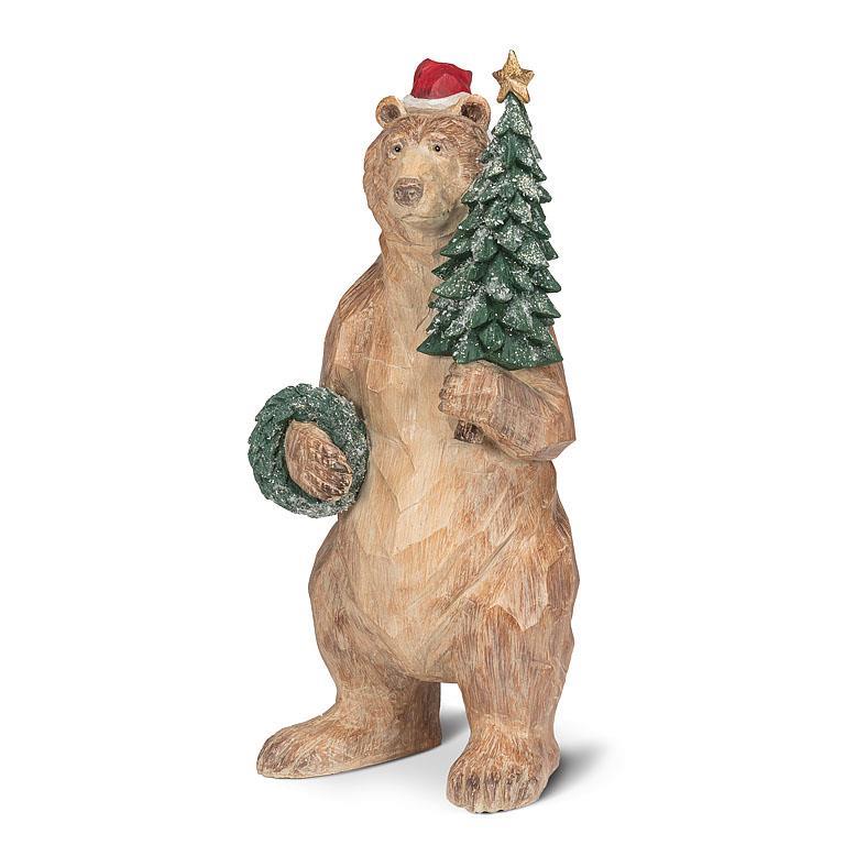 Christmas Bear Holding A Tree
