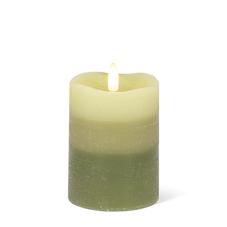 Green LED Layer Pillar Candle
