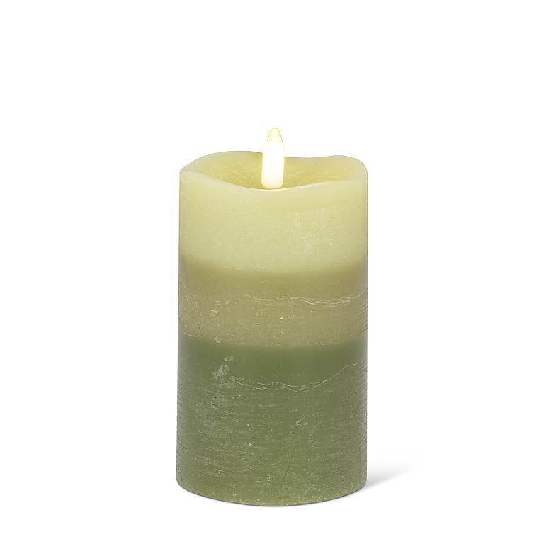 Green LED Layer Pillar Candle