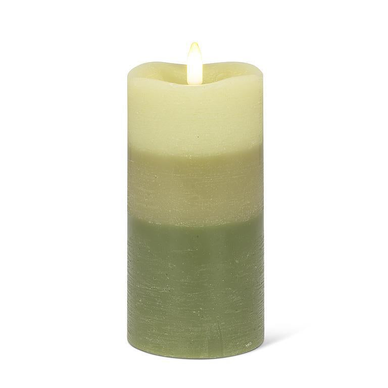 Green LED Layer Pillar Candle
