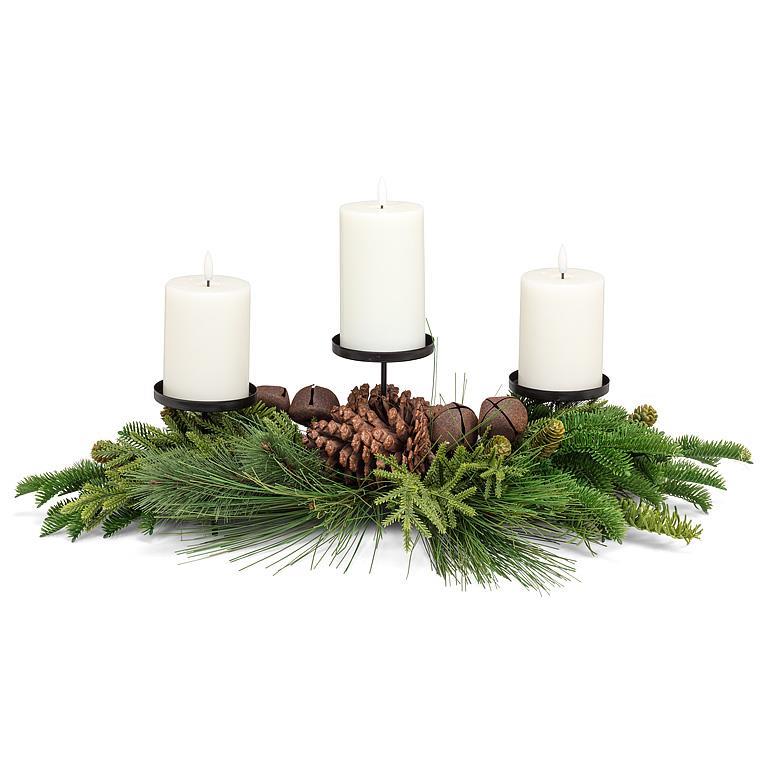 Bough And Triple Pillar Candle Holder