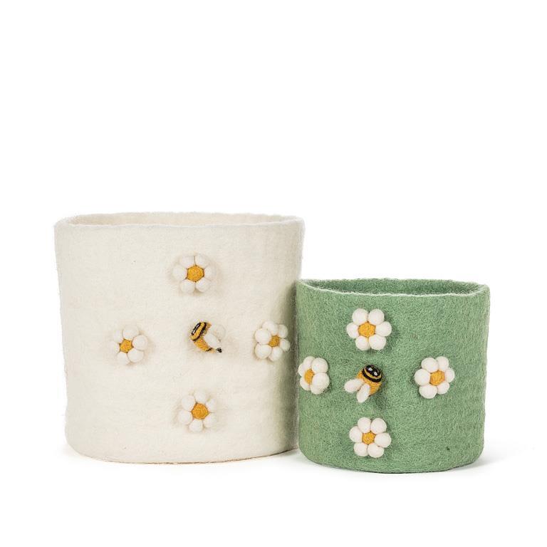 Felt Flower And Bee Planter