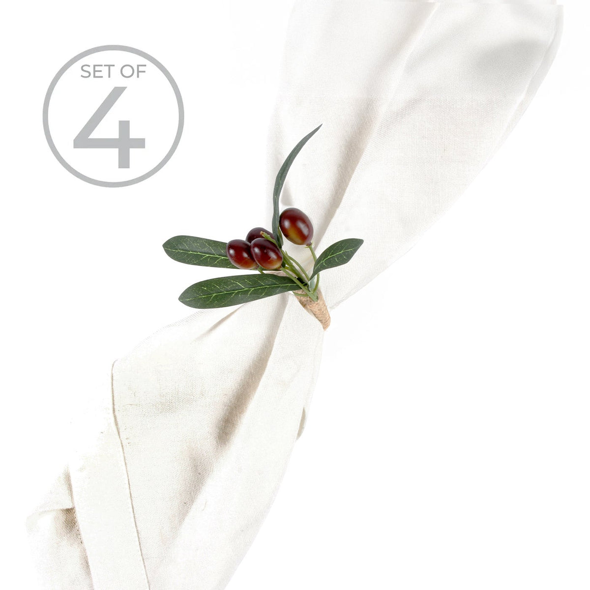 Olive Napkin Ring Holder Set Of 4