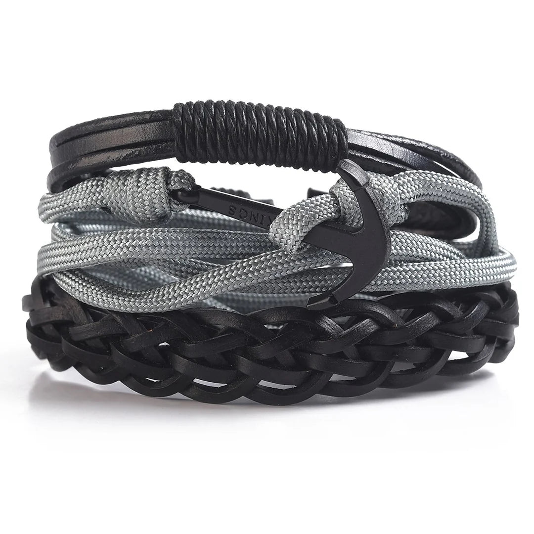 Mad Man Men&#39;s Multi-Strand Leather Bracelet