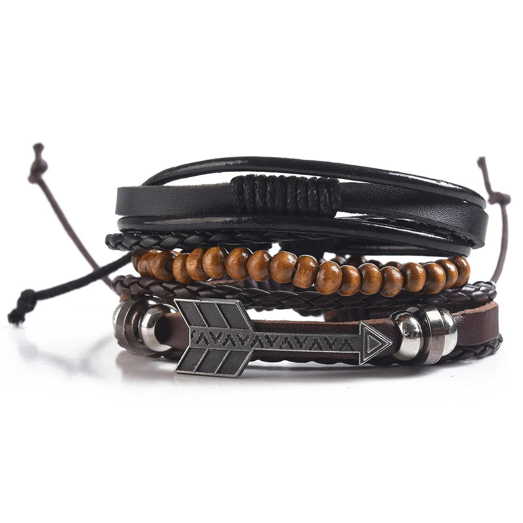 Mad Man Men&#39;s Multi-Strand Leather Bracelet
