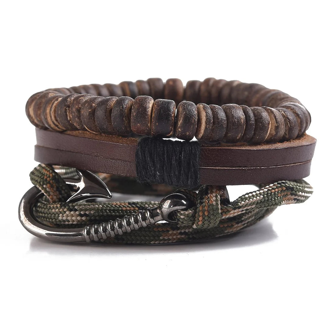 Mad Man Men's Multi-Strand Leather Bracelet