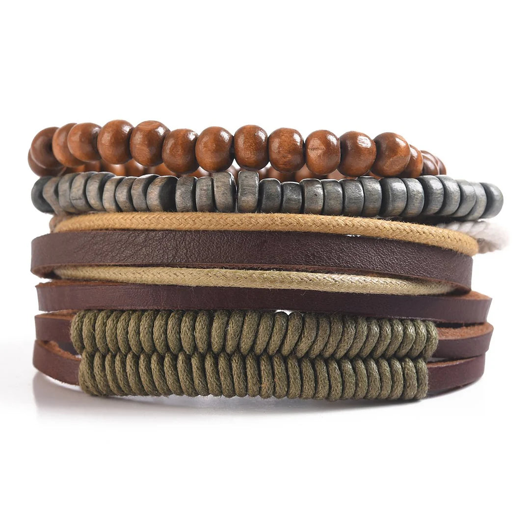 Mad Man Men&#39;s Multi-Strand Leather Bracelet