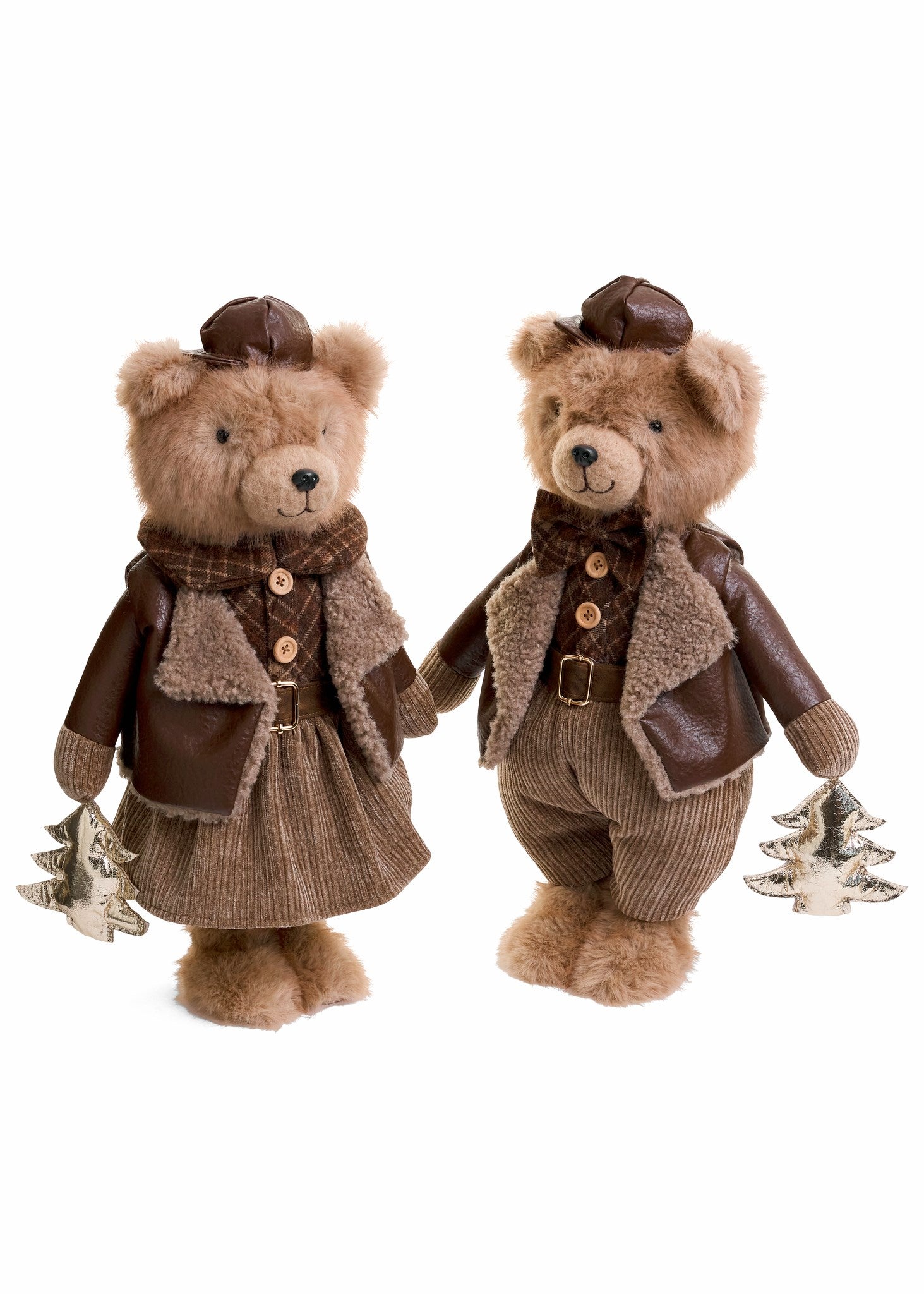Standing Plaid Bears With Tree