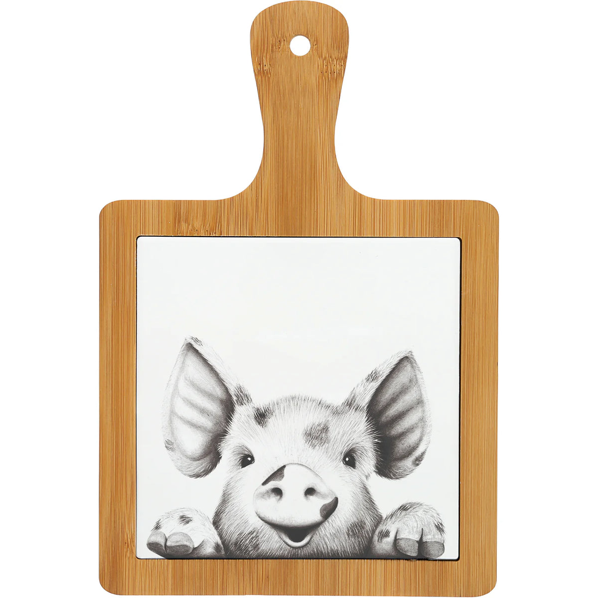 Katherine Sheard Design Illustrated Bamboo &amp; Ceramic Tile Trivet