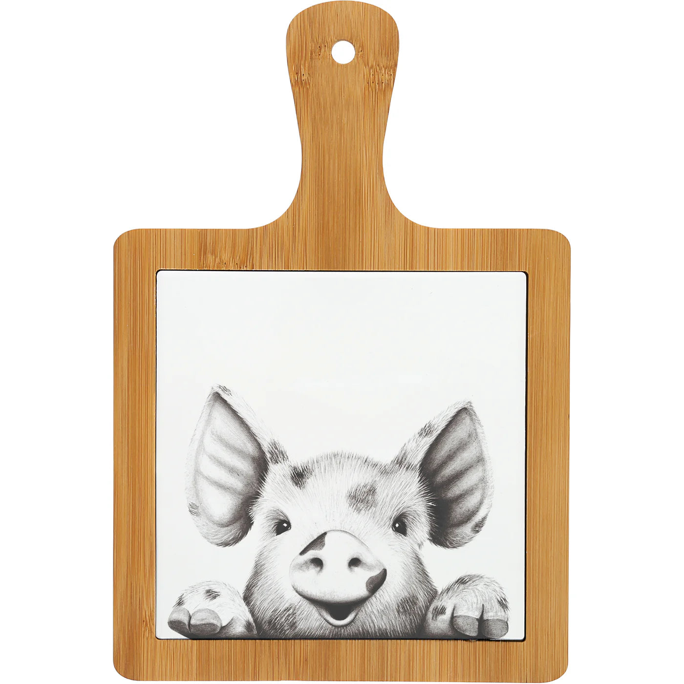 Katherine Sheard Design Illustrated Bamboo & Ceramic Tile Trivet