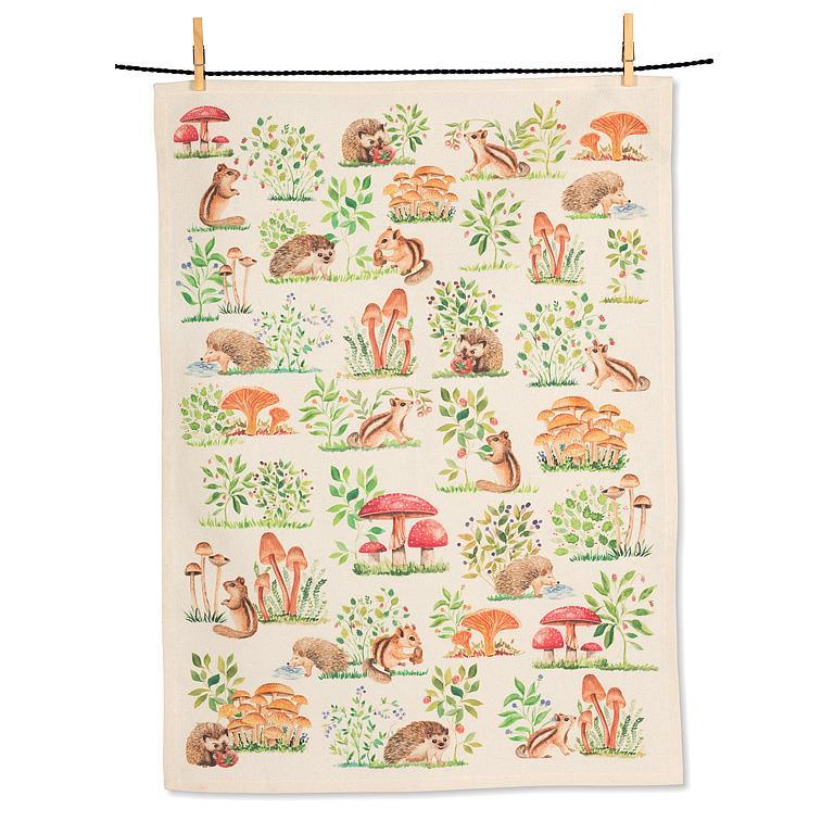 Mushrooms And Critters Tea Towel
