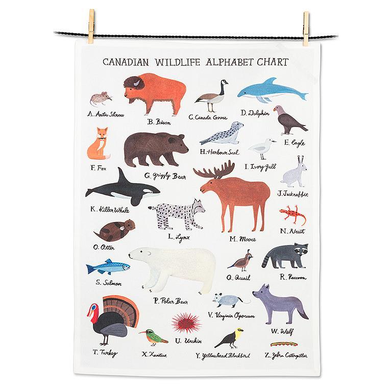 Canadian Wildlife Alphabet Kitchen Towel