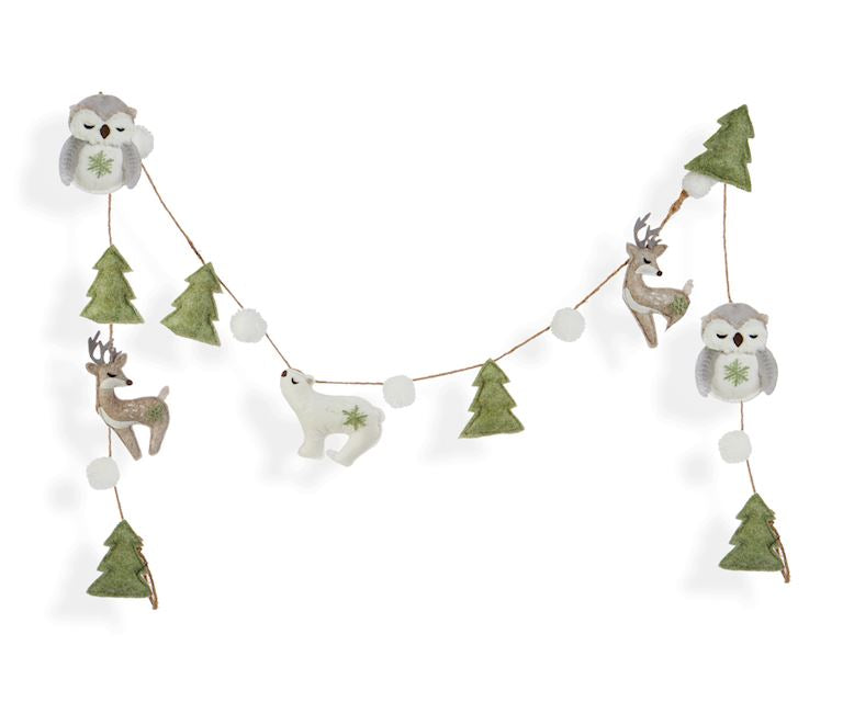 Felt Winter Animal &amp; Tree Garland