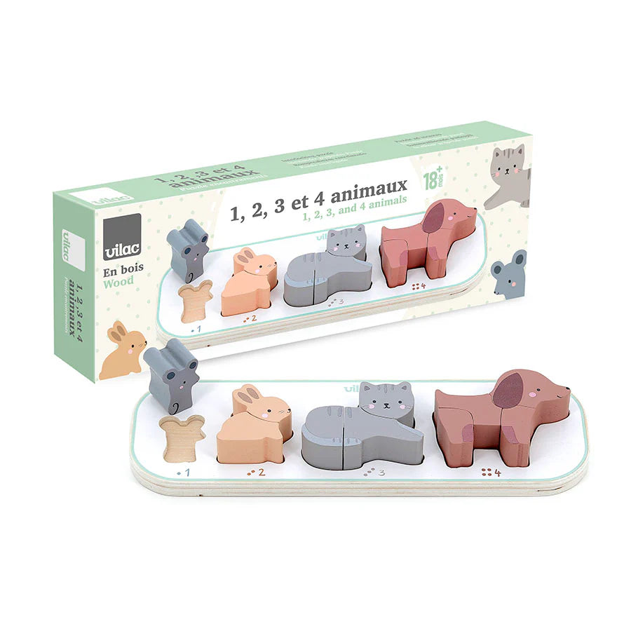 Vilac 123 and 4 Animals Early Learning Puzzle by Sarah Betz