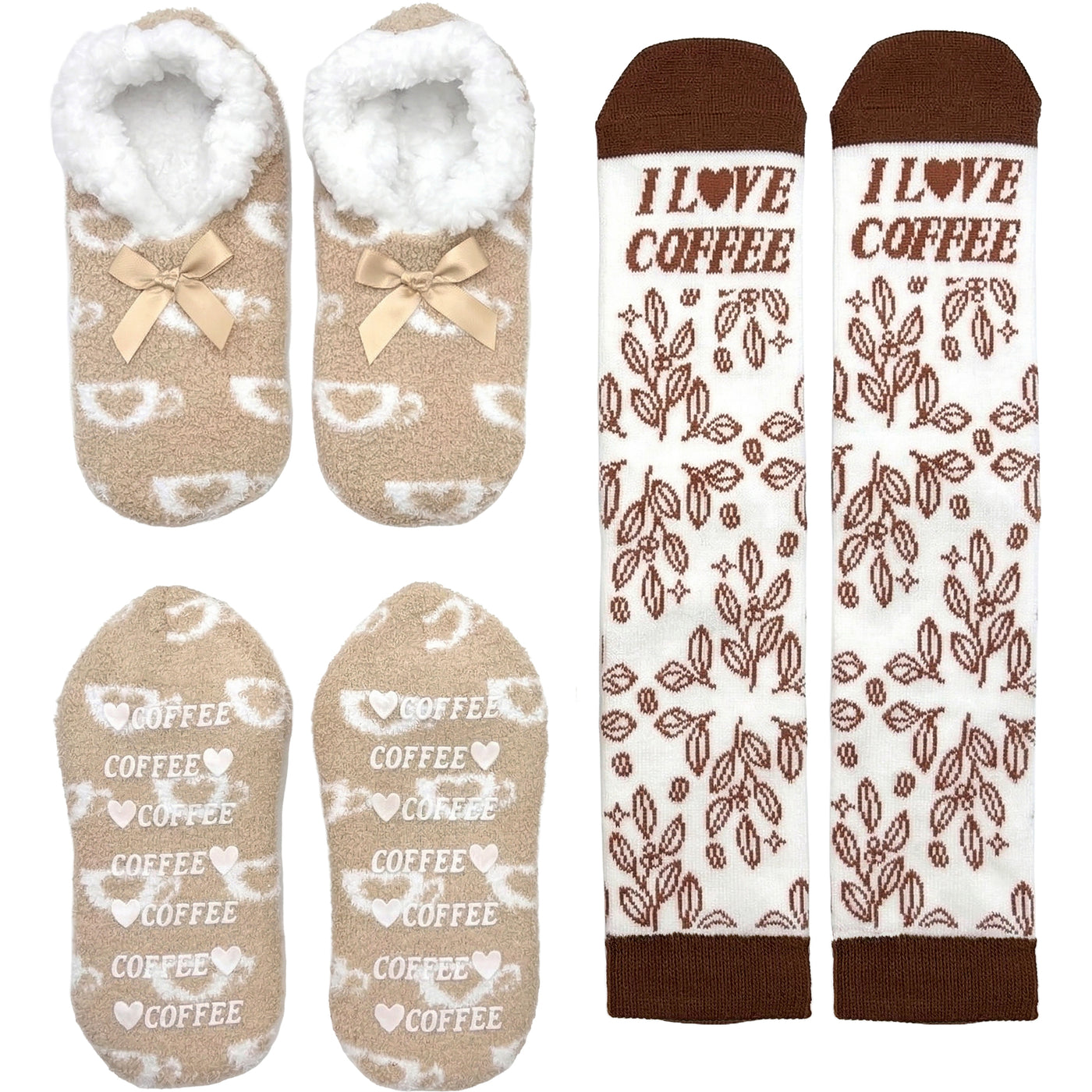 Coffee Slippers And Sock Set