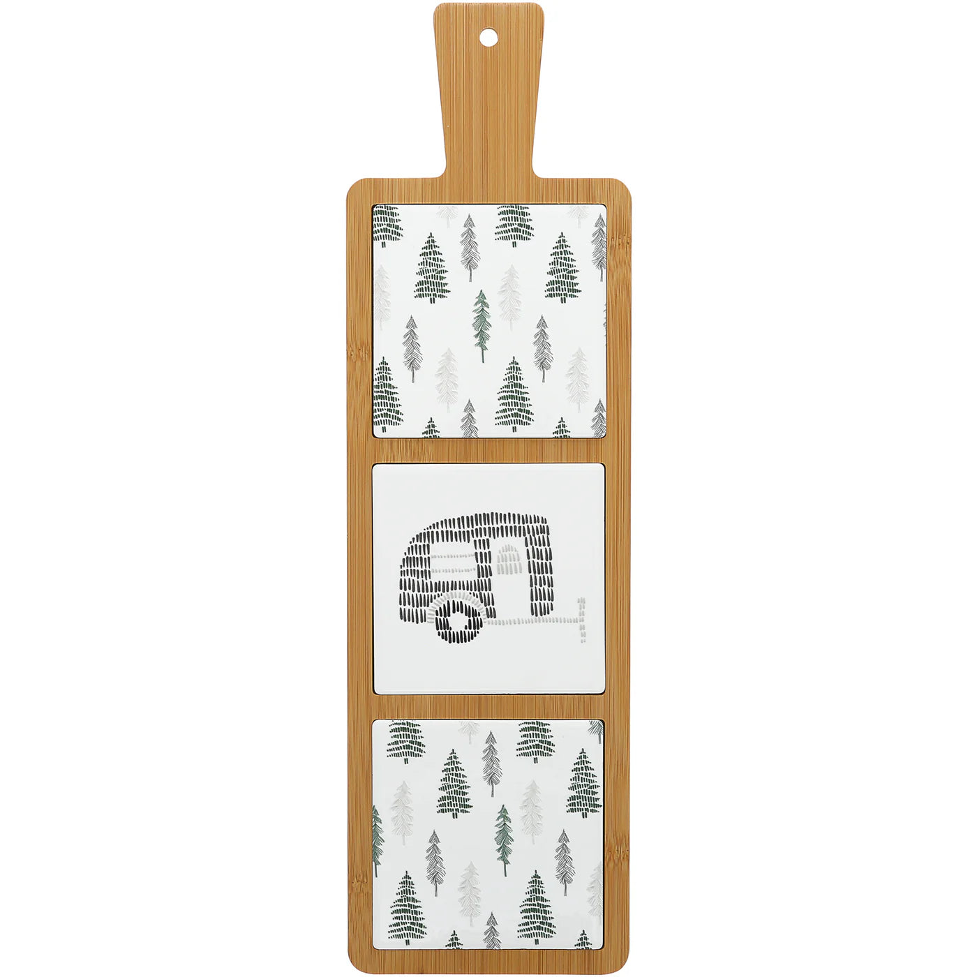 Camp Theme Bamboo and Ceramic Tile Trivet