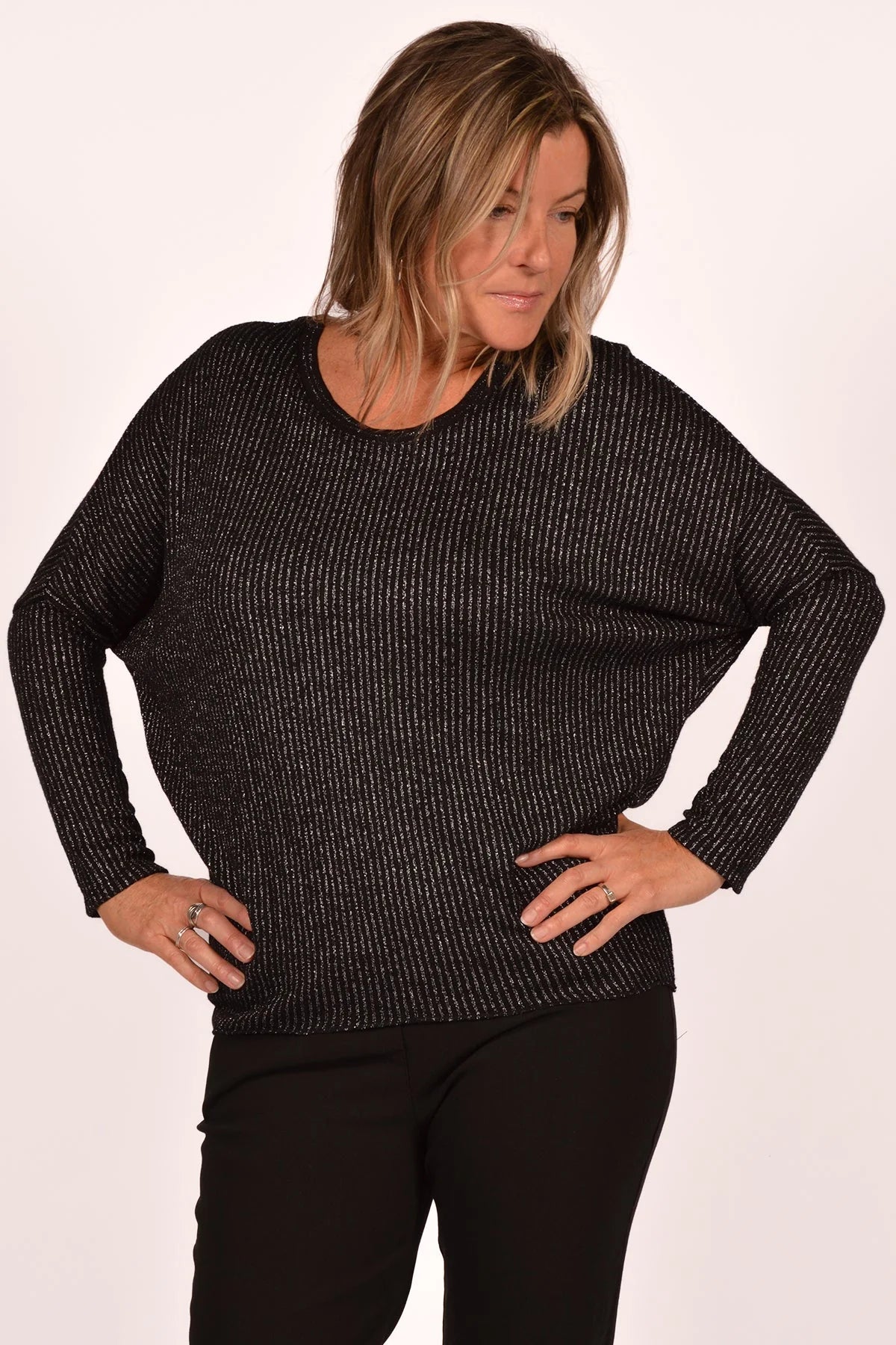 Catherine Lillywhite Glitter Stripe Knit Top