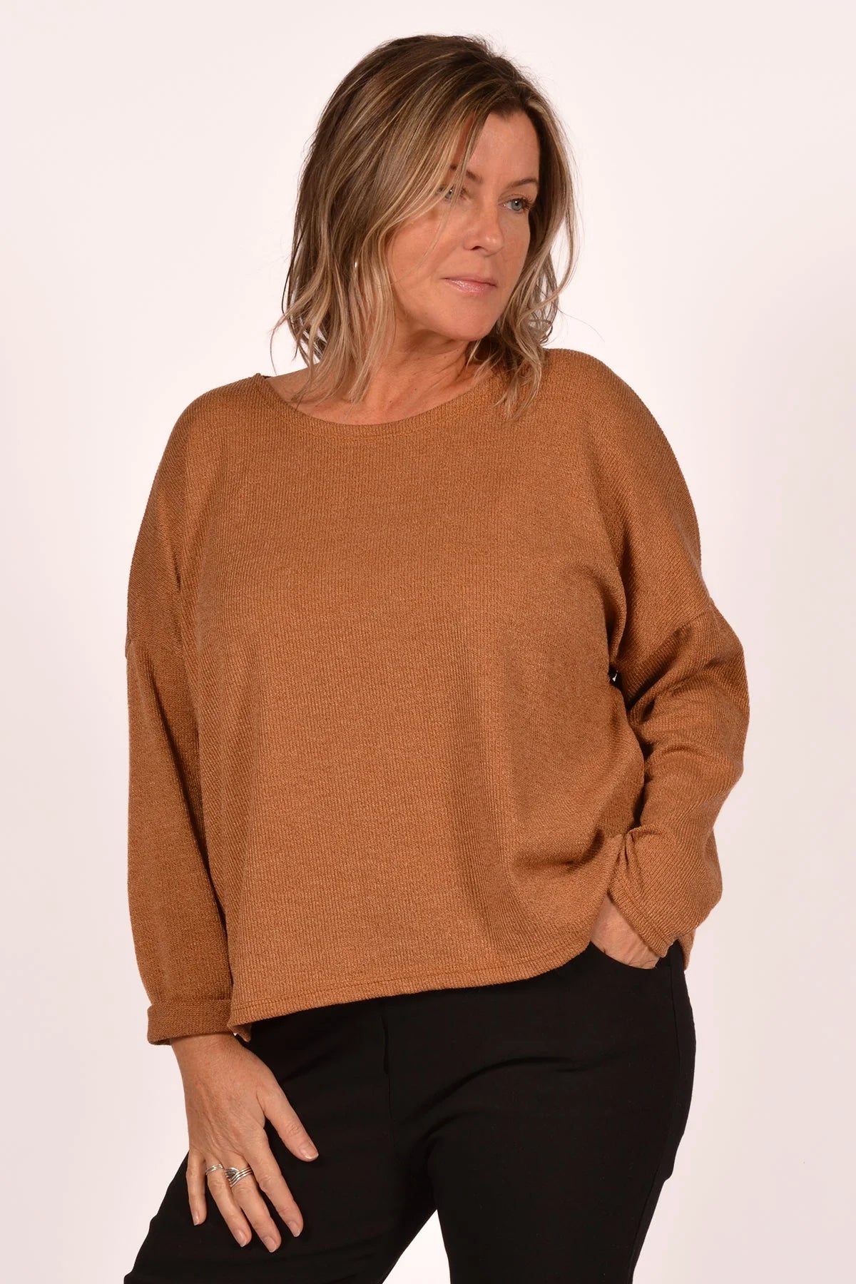 Catherine Lillywhite Camel Knit Top