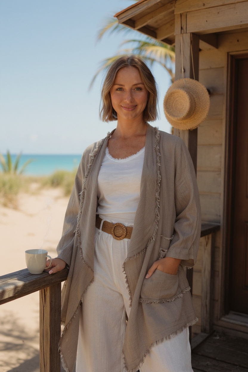 Catherine Lillywhite Frayed Linen Cardigan