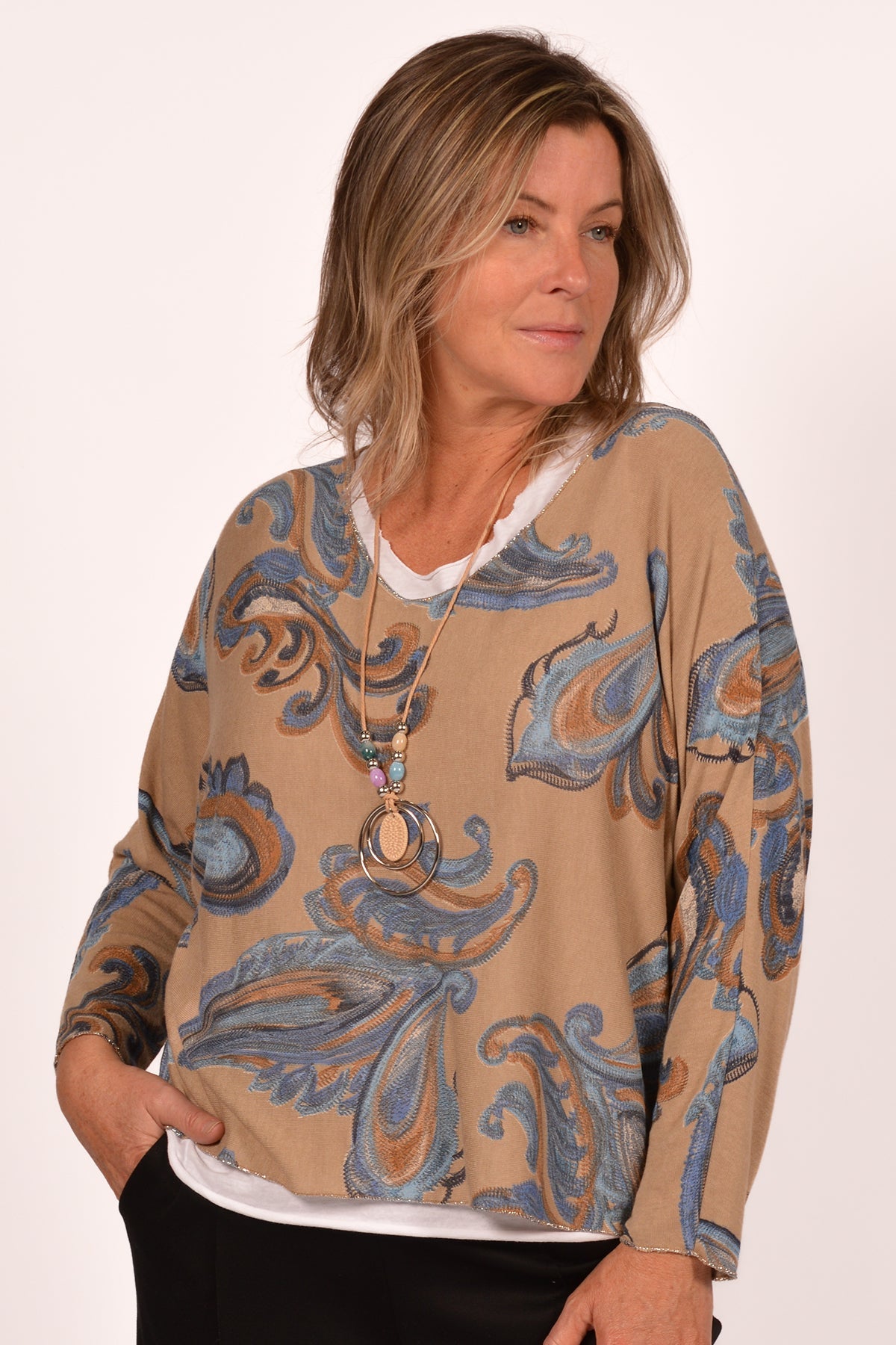 Catherine Lillywhite Paisley Top With Necklace