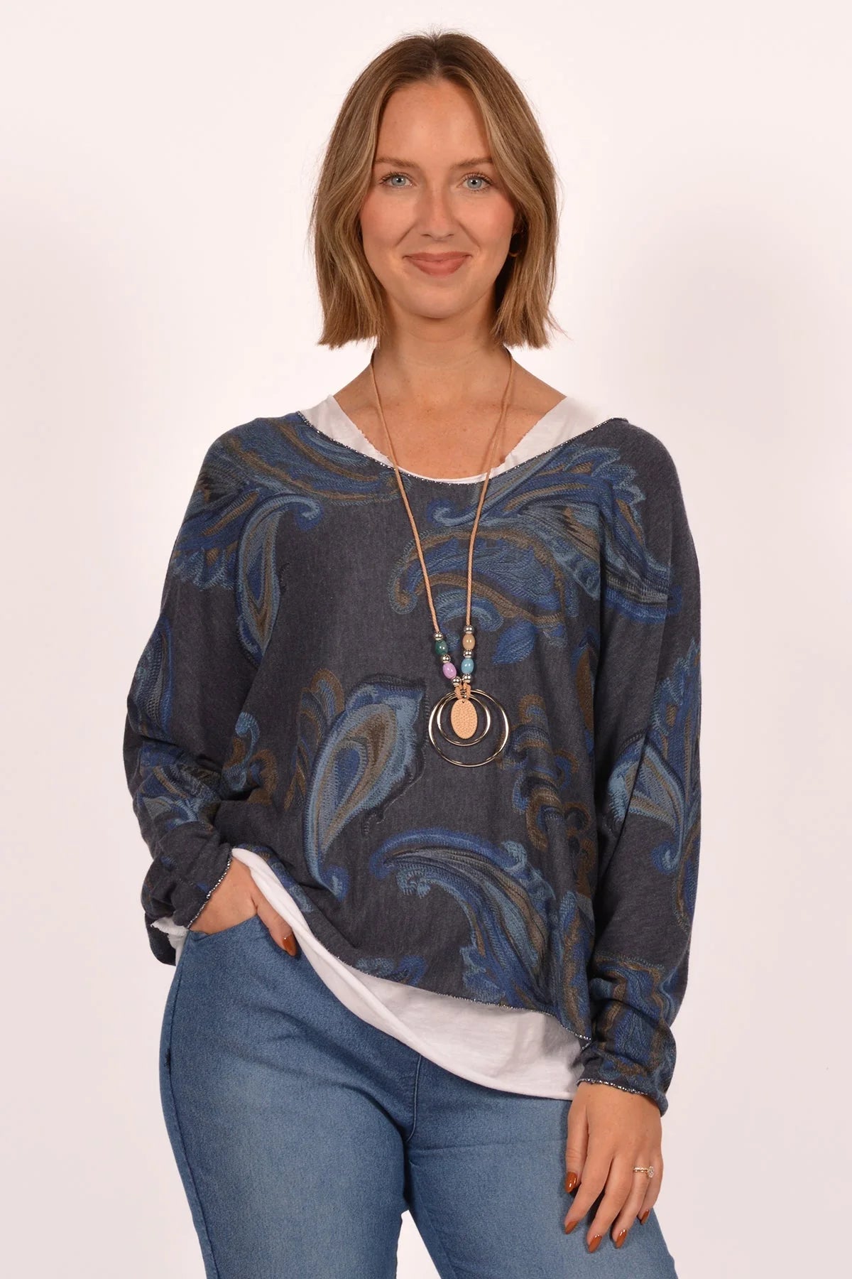 Catherine Lillywhite Paisley Top With Necklace