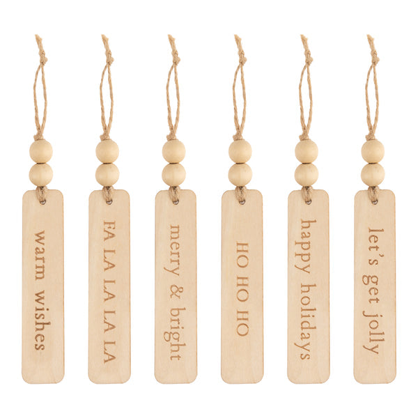 Karma Wood Christmas Gift Tags Set/6