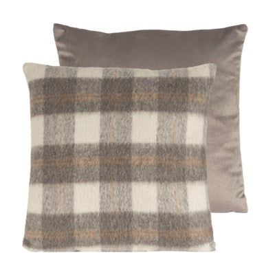 Grey and White Wool Plaid Pillow