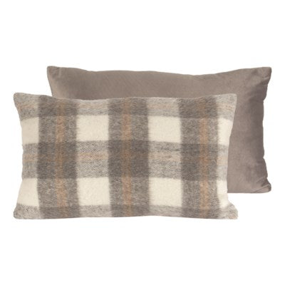 Grey and White Wool Plaid Pillow