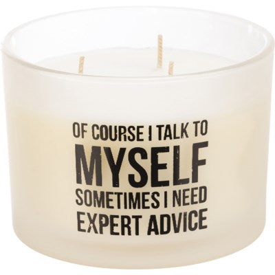 Jar Sentiment Candle -Opaque White Glass With Black Lettering