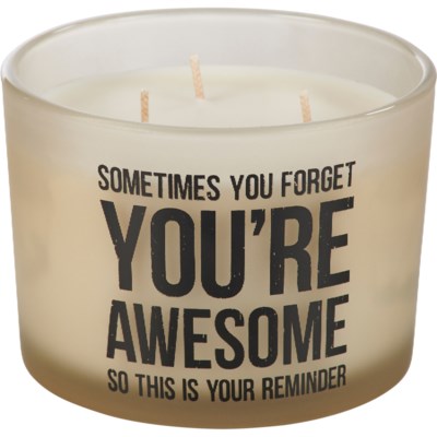 Jar Sentiment Candle -Opaque White Glass With Black Lettering