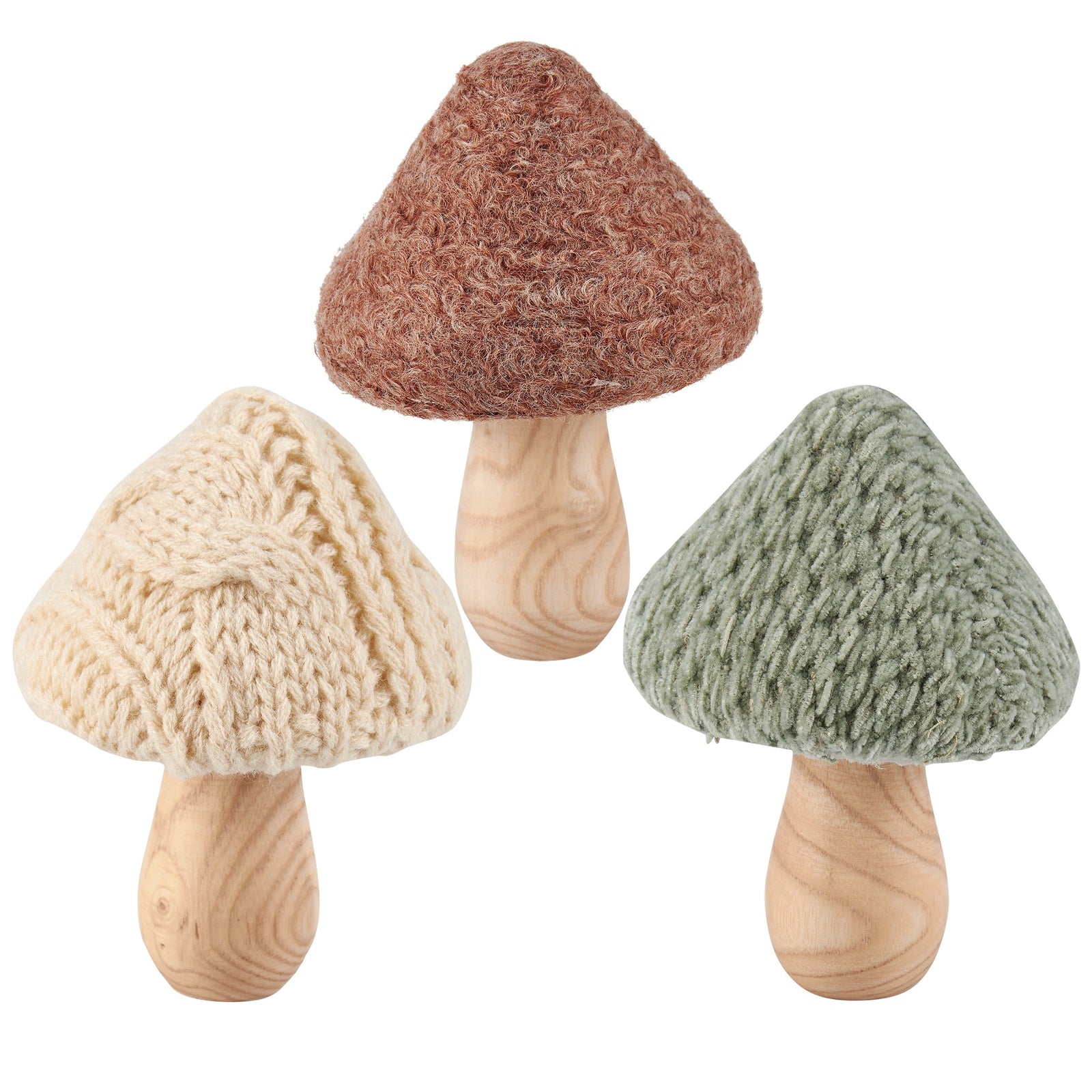 Mushroom Knitted Top With Wooden Base