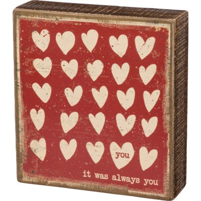Rustic Heart Design Wooden Block/Box