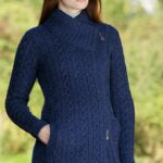 Kilkenny  Side Zip Cardigan With Hood  100% Merino Wool Irish Knit Sweater