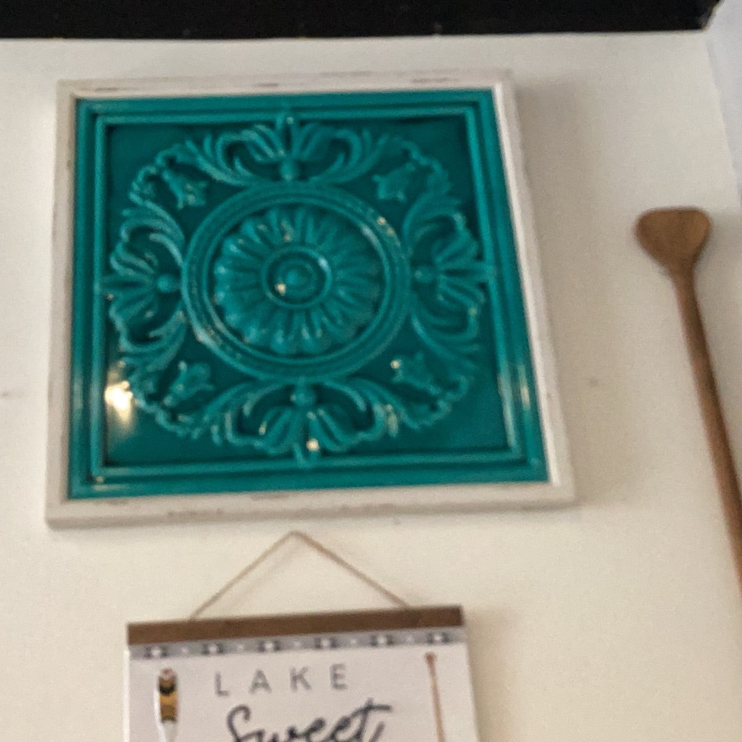 Turquoise Metal Embossed Art