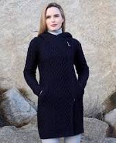 Athenry Asymmetric Coat 100% Merino Wool Irish Knit Sweater