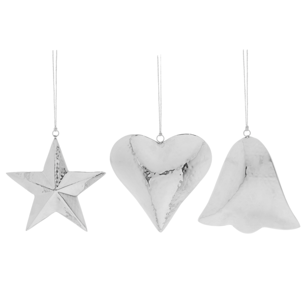 Silver Hammered Ornaments