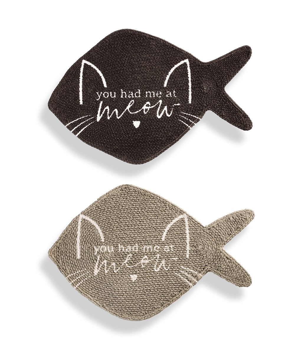 Braided Fish Shaped Cat Mat w/Sentiment