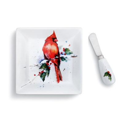 Cardinal and Holly Plate/Spreader