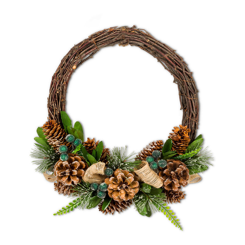 Vine Wreath With Pinecones & Bough