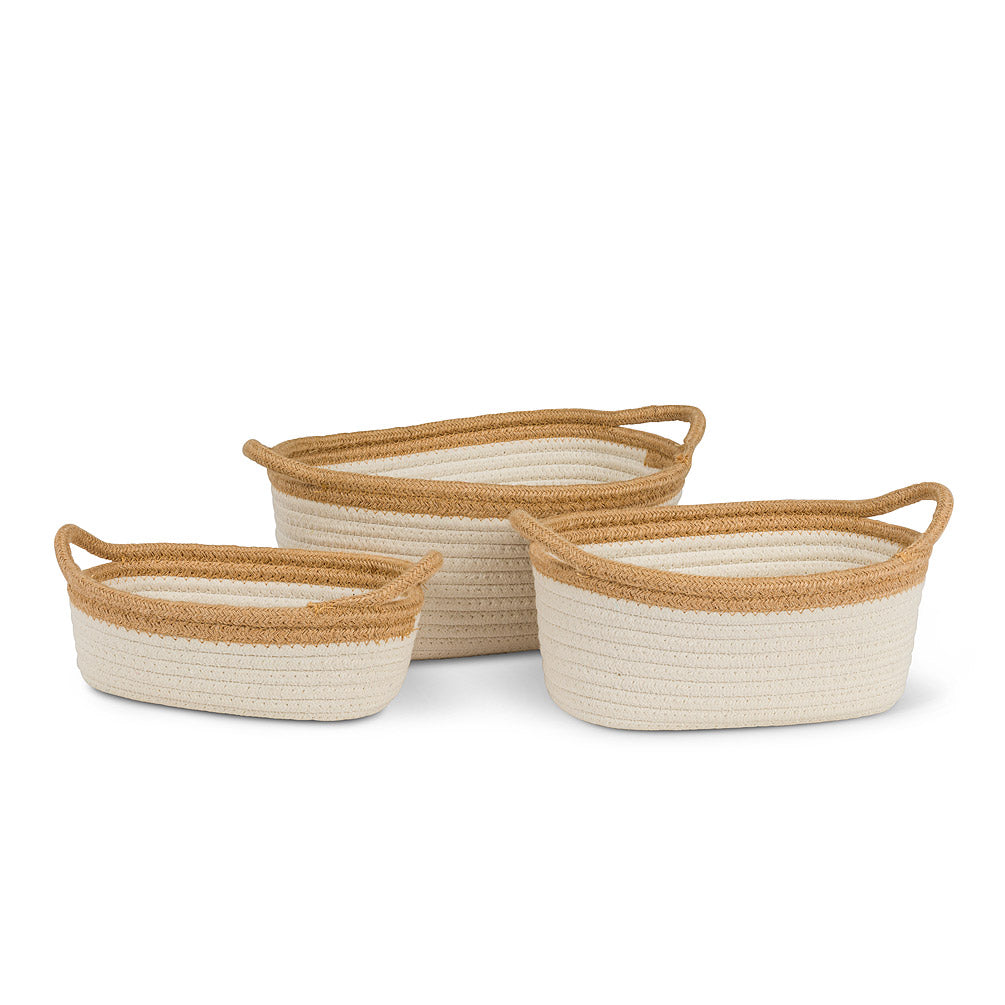 Set of 3 Rope Oval Baskets