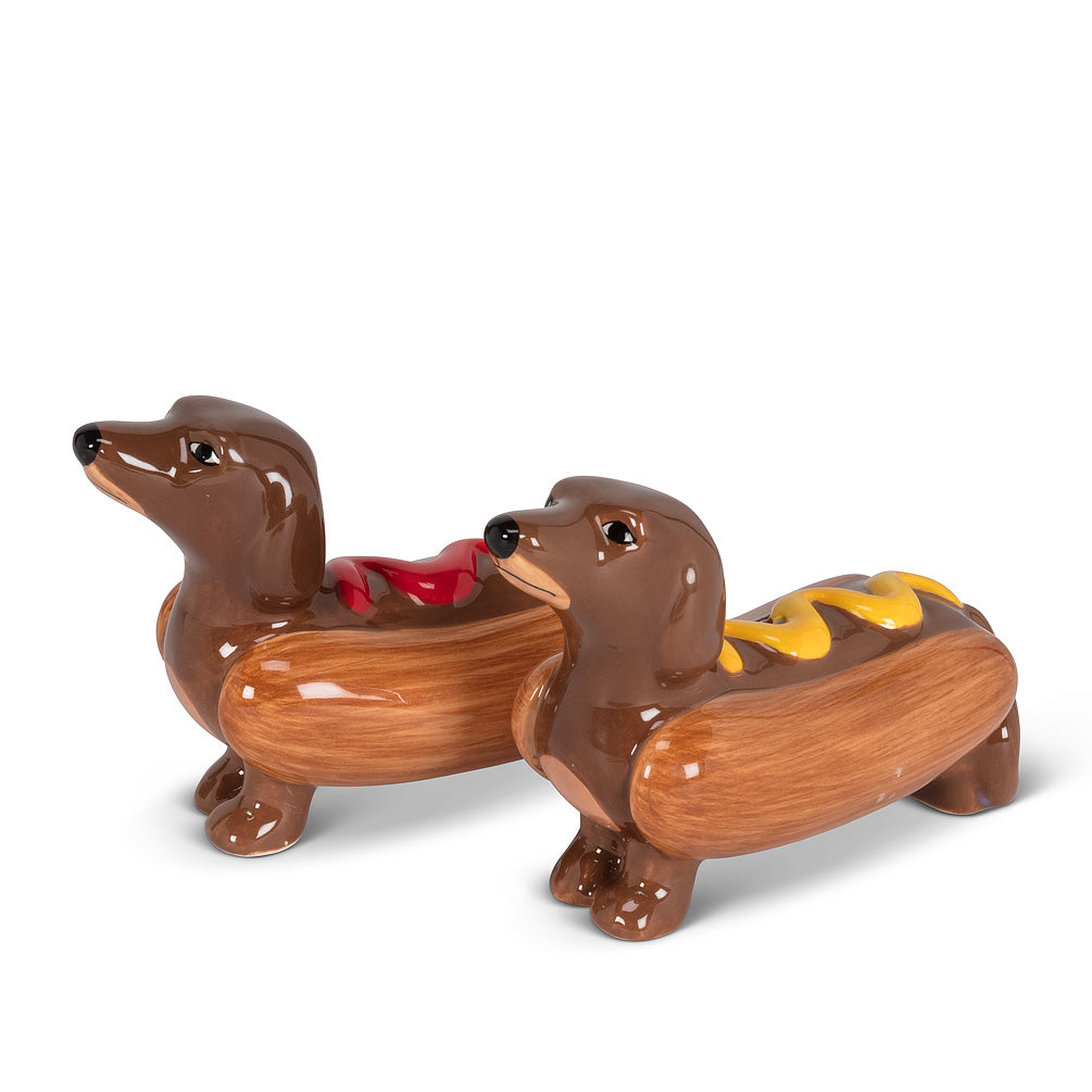 Dachshunds in Hot Dogs Salt &amp; Pepper
