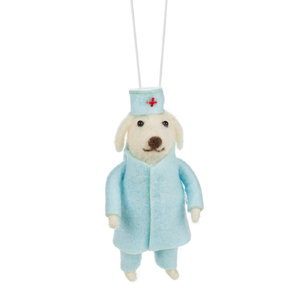Doctor Dog Felt Ornament