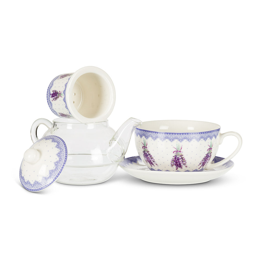 Lavender Print Fine China Tea Set
