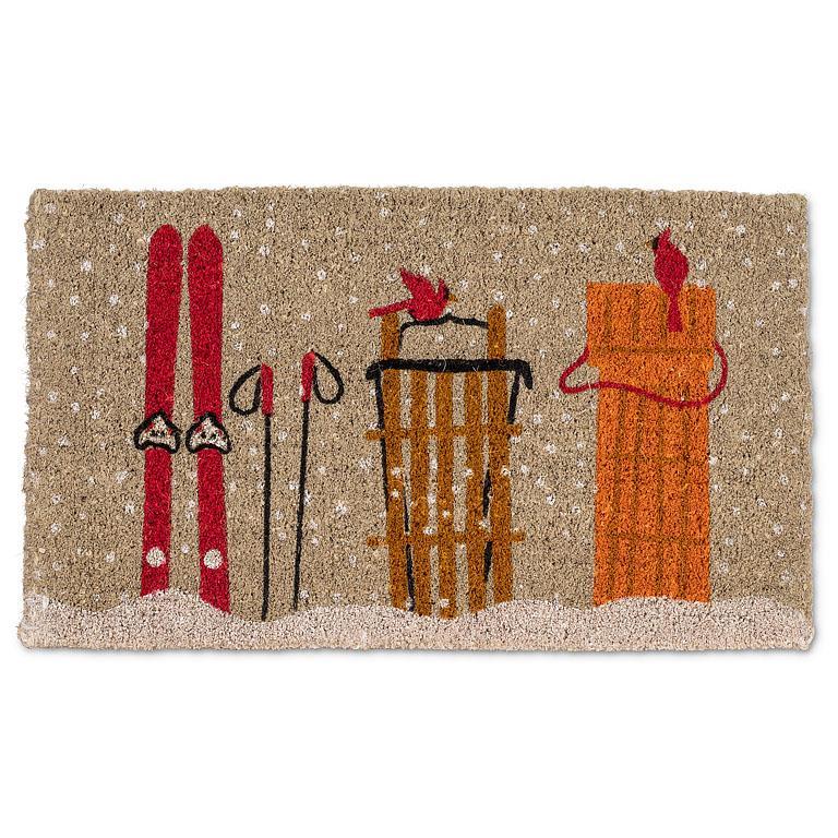 Cardinal on Sleigh Doormat