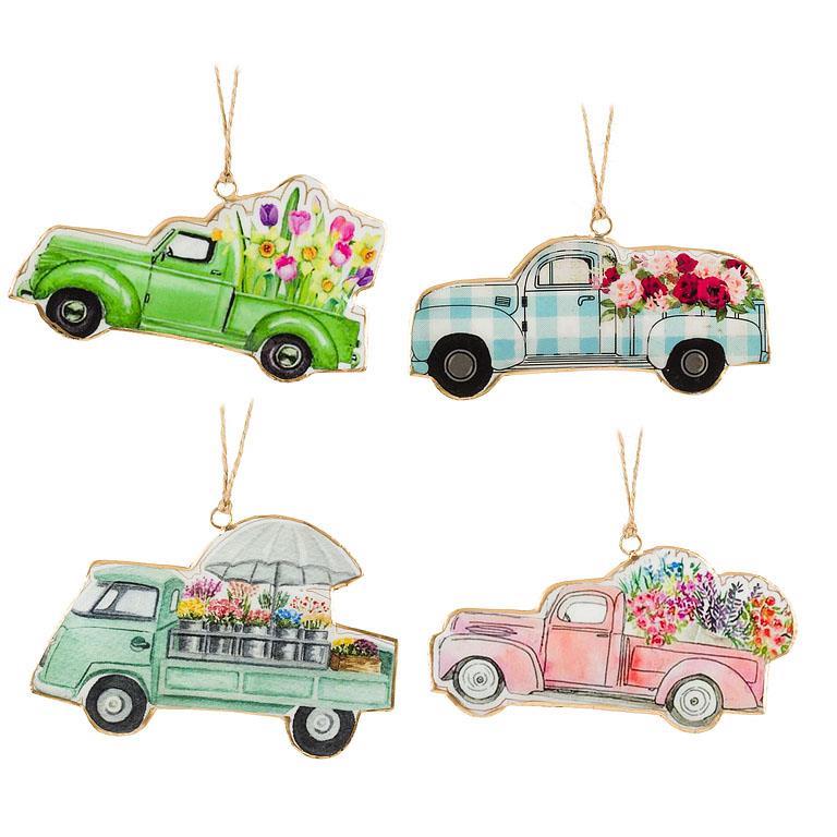 Floral Truck Metal Ornament