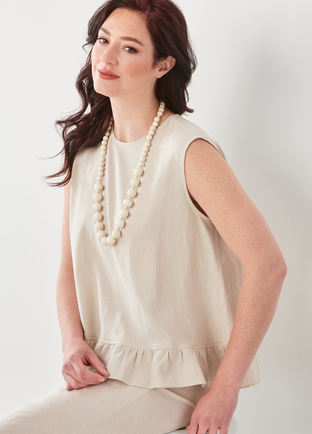 Woven Linen Mix Sleeveless Top