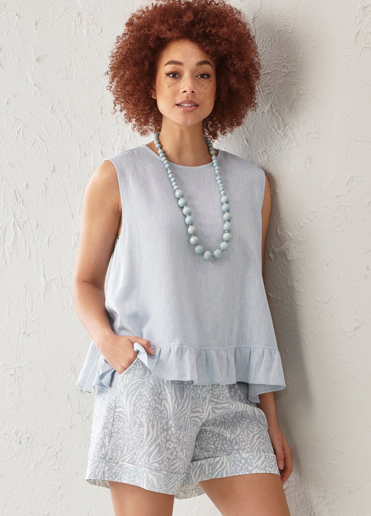 Woven Linen Mix Sleeveless Top