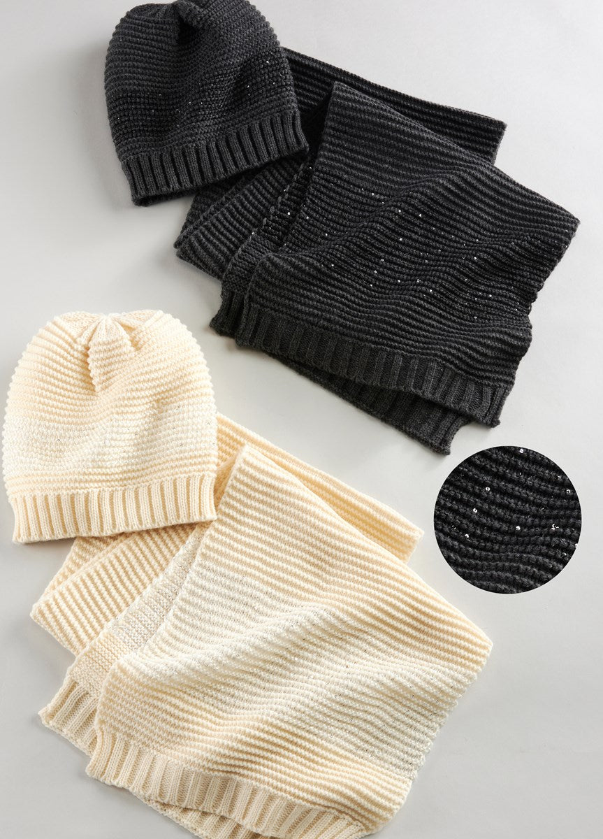 Sequin Hat and Scarf Set