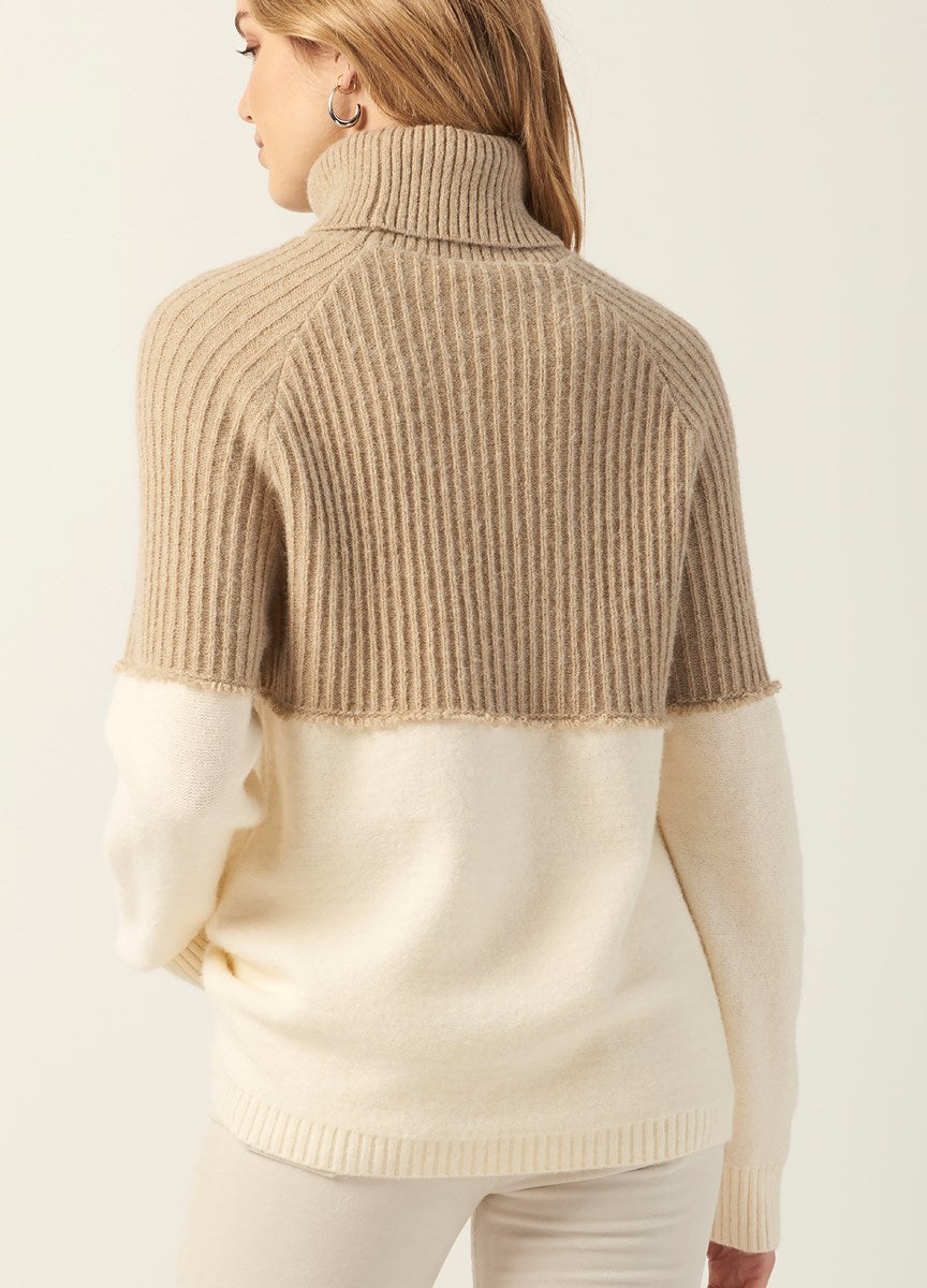 Cotton Rich Textured Turtle Neck Pullover